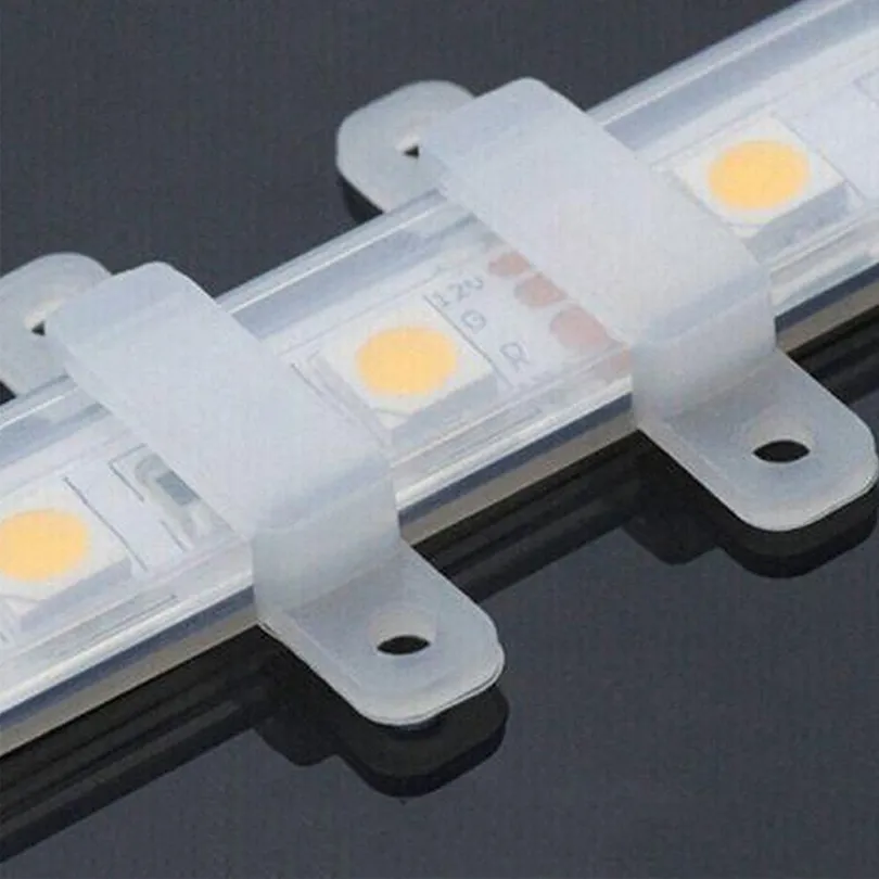 8mm 10mm 12mm 16mm LED Fissaggio Clip di montaggio in silicone 12V 220V 5050 2835 3014 Connettore luce di striscia LED 1000 pezzi