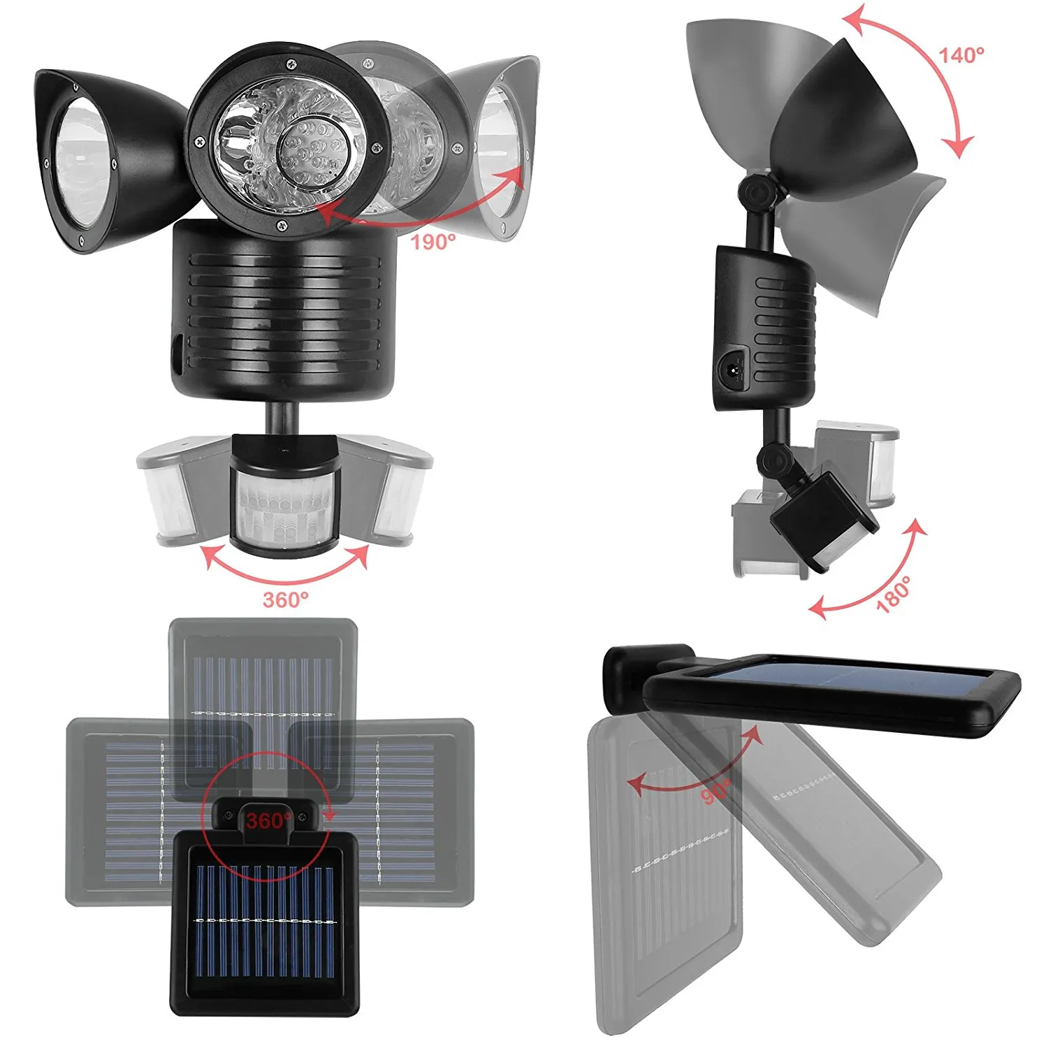 281V 22 LED Solar Motion Sensor Security Lights, Waterproof PIR Wall ...