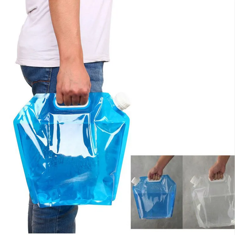 5L / 10L Al aire libre Plegable Plegable Plegable Bolsa de agua potable Coche Contenedor de agua para acampar al aire libre Senderismo Picnic BBQ ZA2821