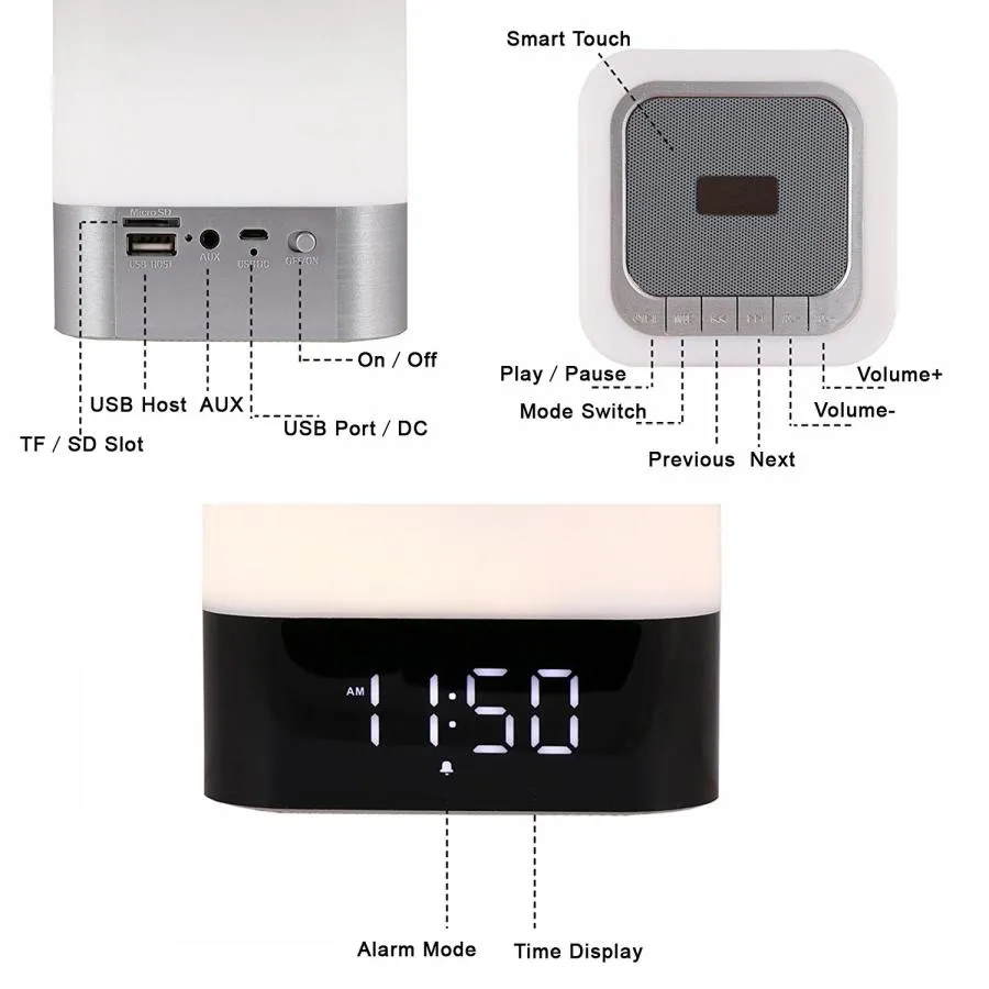 MUSKY DY28 Plus Portable 4000mAh Wireless Bluetooth Speaker With LED Lamp, Alarm Clock, And