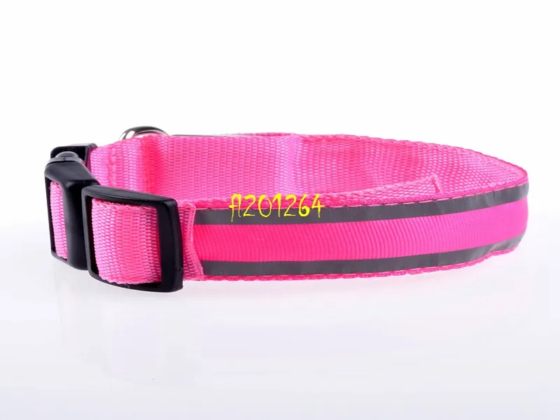 100 unids/lote, Collar LED de nailon para perros, Collar LED intermitente de seguridad, Collar LED intermitente para perros con tira reflectante