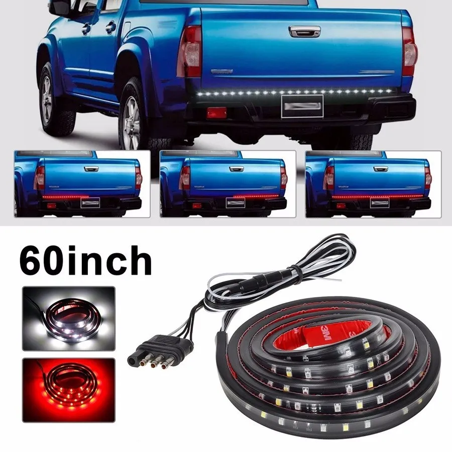 Waterdichte 60 inch rood / wit LED Strip Light Bar Truck Reverse Rem Turn Signal Tail voor Ford GMC Chevy Dodge Toyota Nissan (Pack of 2)