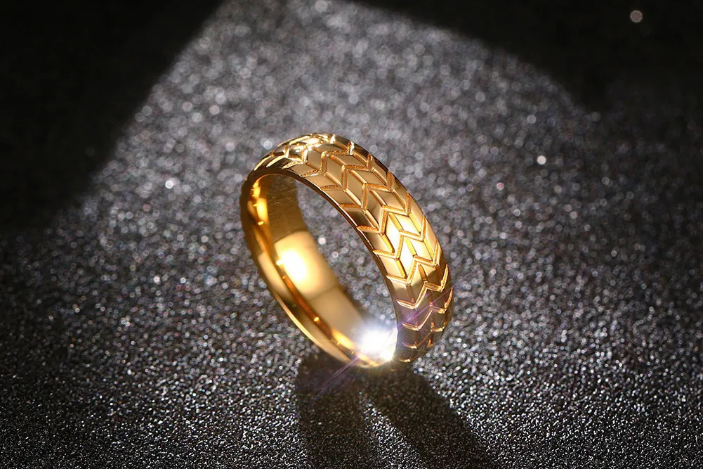 6mm män däck vener ring vintage rostfritt stål bröllopsringar för manliga förlovningsband smycken bil fans älskar R-232