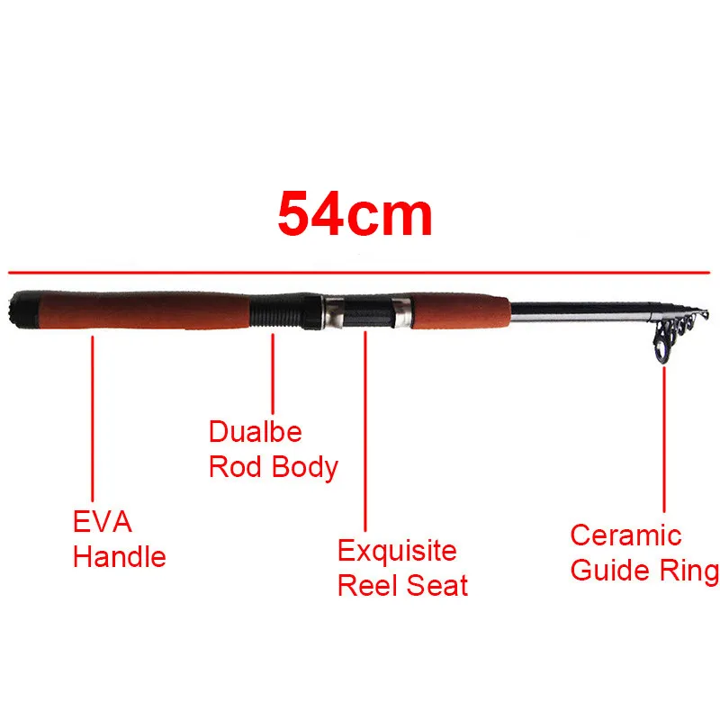 2,1m glasfiber teleskop baitcasting fiskestång och hjulsfluga fiske casting spinning fiskestång combo