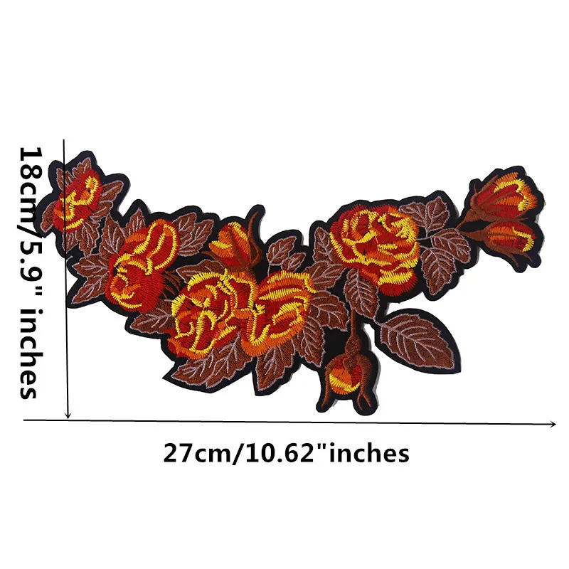 DIY 1-Mirror-Pair-Flower-Patch-Embroidery-Fabric-Applique for Jeans Jacket Bag Embroidery Patches297d