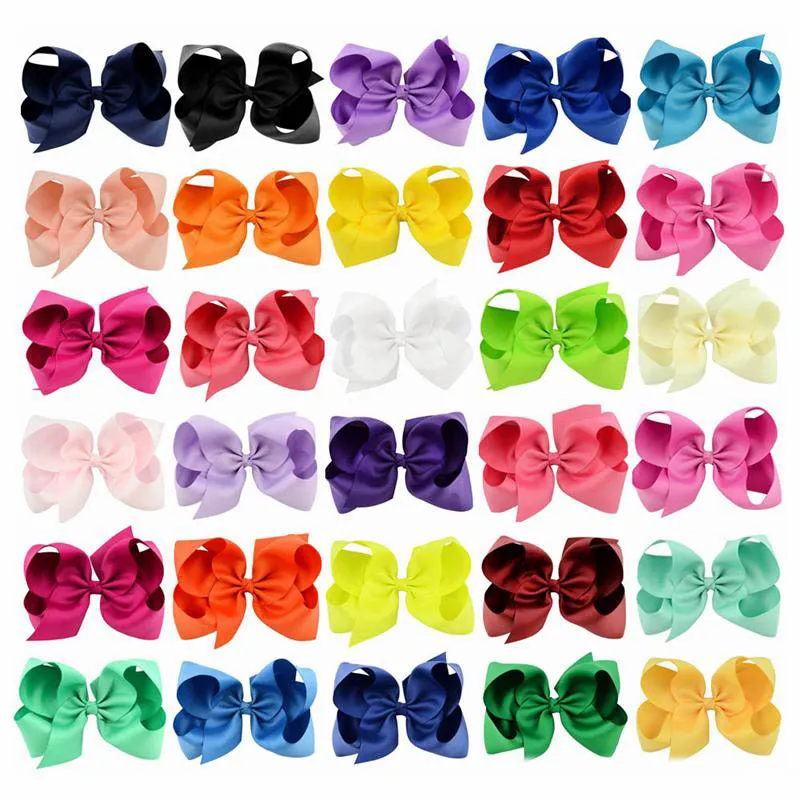 30 sztuk / partia 6inch wstążka łuk spinki do włosów Dziewczyny Duży Bowknot Barrette Kids Hair Boutique łuki dzieci Akcesoria do włosów U Wybierz kolory