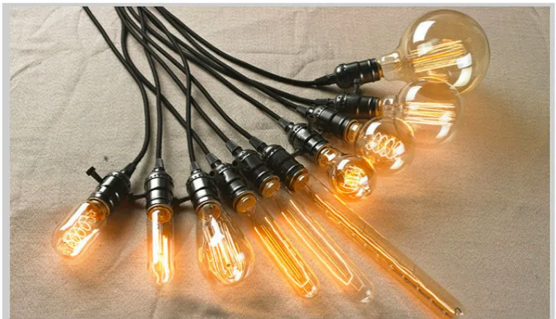 40W Retro Lamp Edison Bulb ST64 G80 G95 Vintageuttag DIY Rope Pendant E27 Glödlampa 220V 110V Semesterljus Filamentlampa Lampada