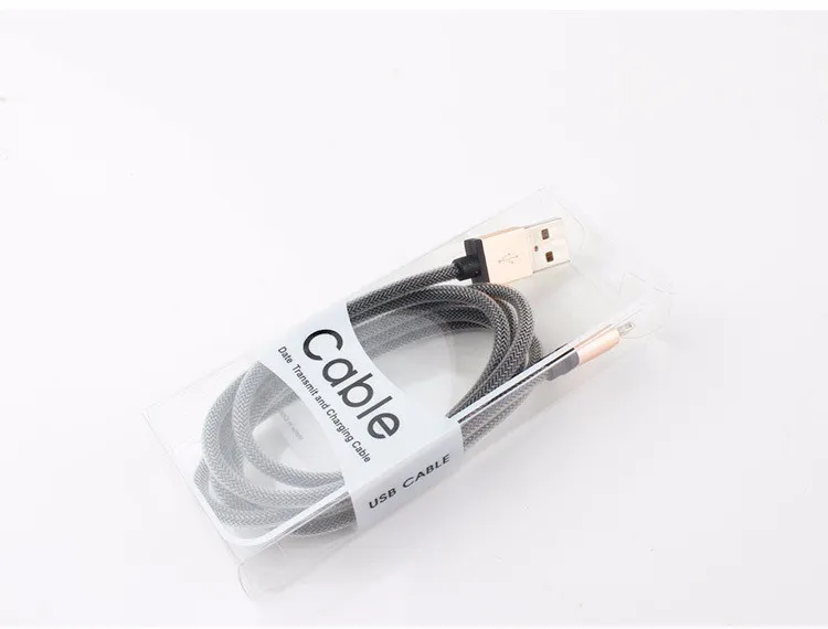 تصميم الشخصية بالجملة لصندوق التغليف التجزئة لكابل USB حزمة الكابلات البلاستيكية مربع لمدة 1.5 متر خط البيانات
