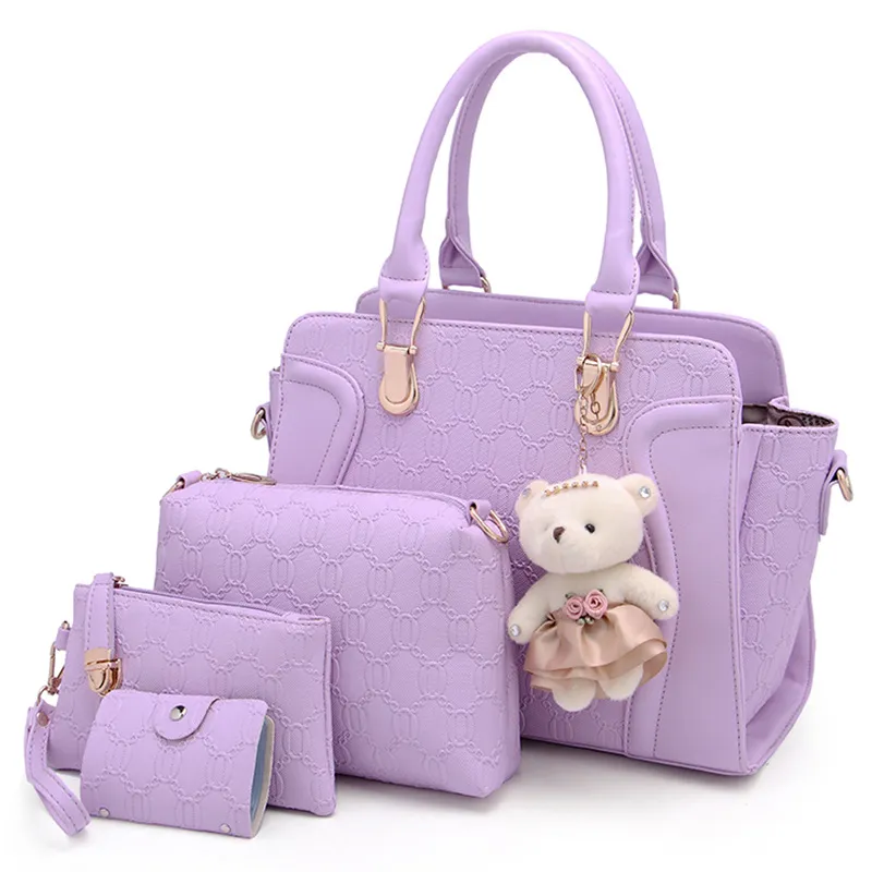 2018 new five pieces composite Bag Ladies Genuine PU Handbag and vintage postman handbag Shoulder bag Bucket bag 