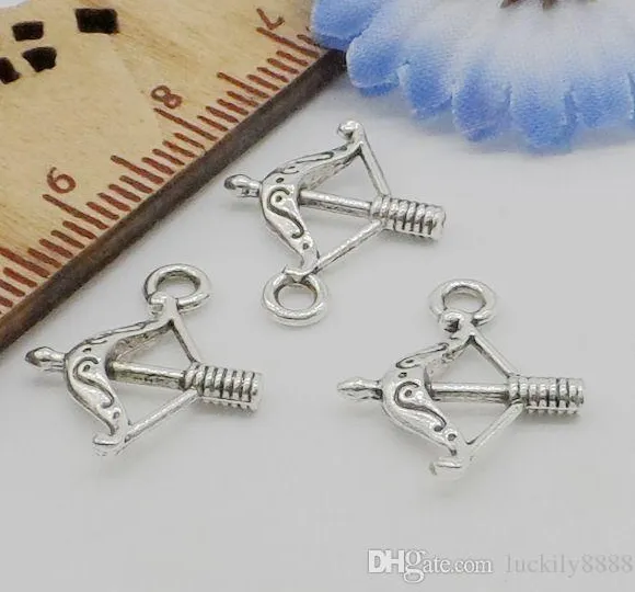 Tibetan Silver Arrow Charms Pendant For Bracelet Jewelry 16x14mm