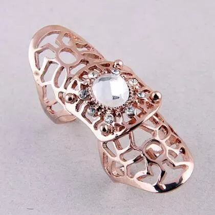 L'anello congiunto in cristallo di moda progetta gli accessori di moda della mano degli anelli di barretta di personalità dei gioielli in oro rosa di DHL Regalo di Natale di trasporto libero