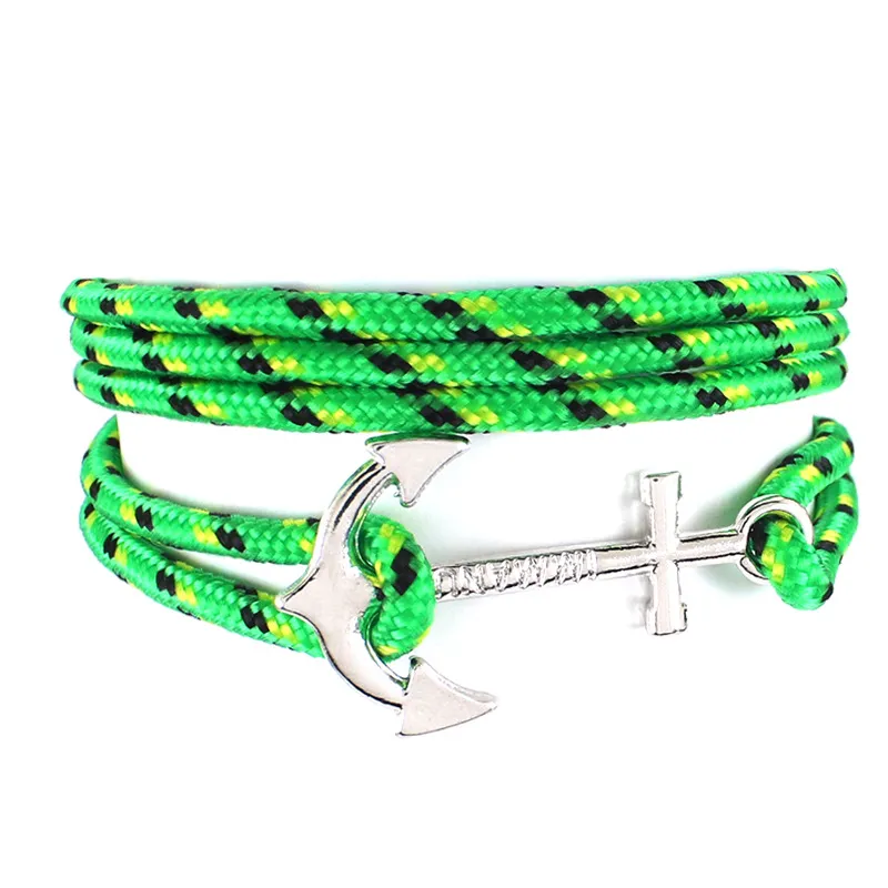 Fashion New Silver Anchor Wrap Bracciale Women Multilateer Paracord Rope Bracciale uomini spera Braccialetti Friendship Gioielli Gioielli WHO8621621