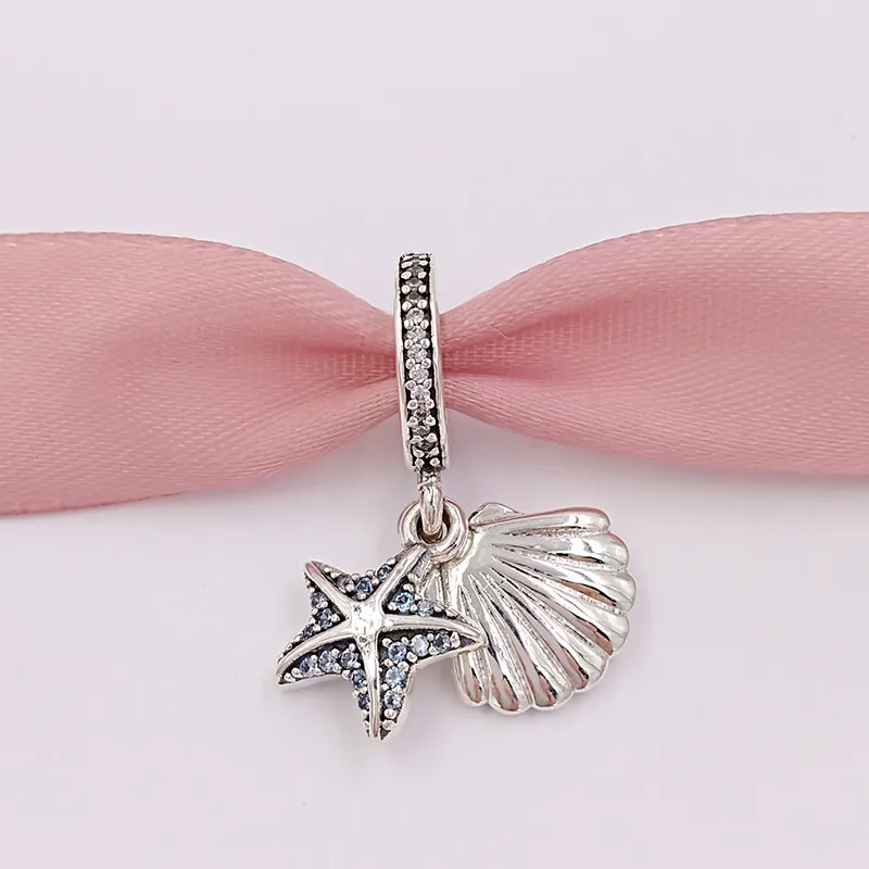 Andy Jewel 925 Silver Beads Tropical Starfish & Sea Shell Pendant Charm Charms Fits European Pandora Style Jewelry Bracelets Necklace 792076CZF