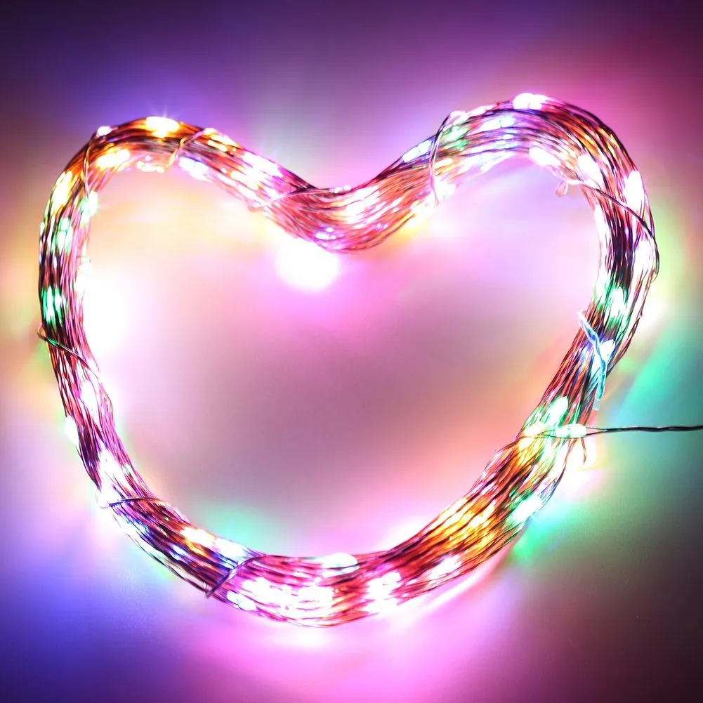 Solen Power Christmas Lights 8 Färger 10m 100 LED koppar trådsträng ljusstjärna
