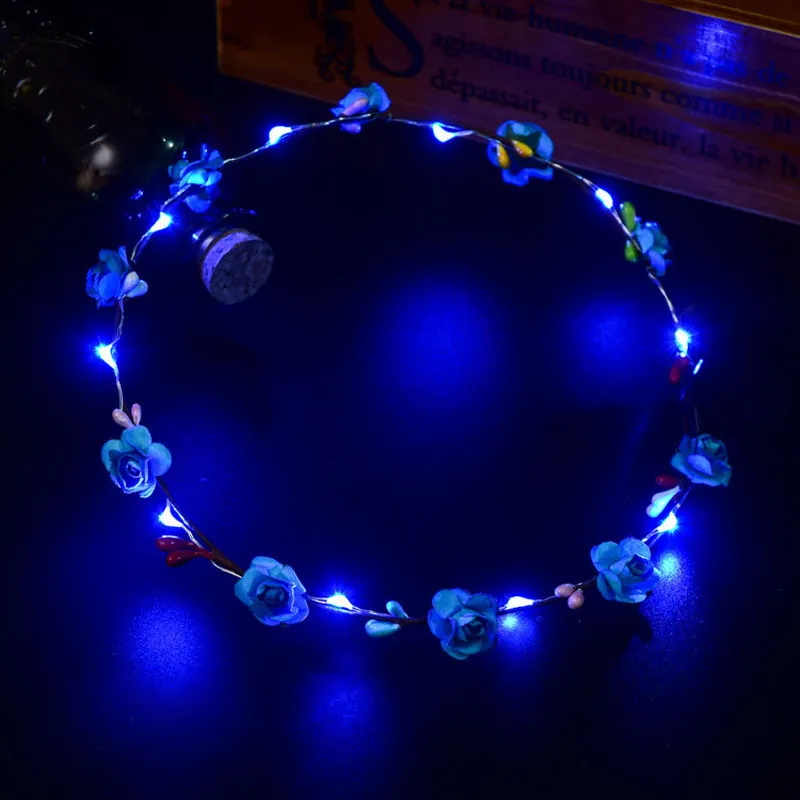 Led Flower Wreath Headband Crown Festival Floral Garland for Park Wedding Headdress Glow Hair Band Decor ZA4548