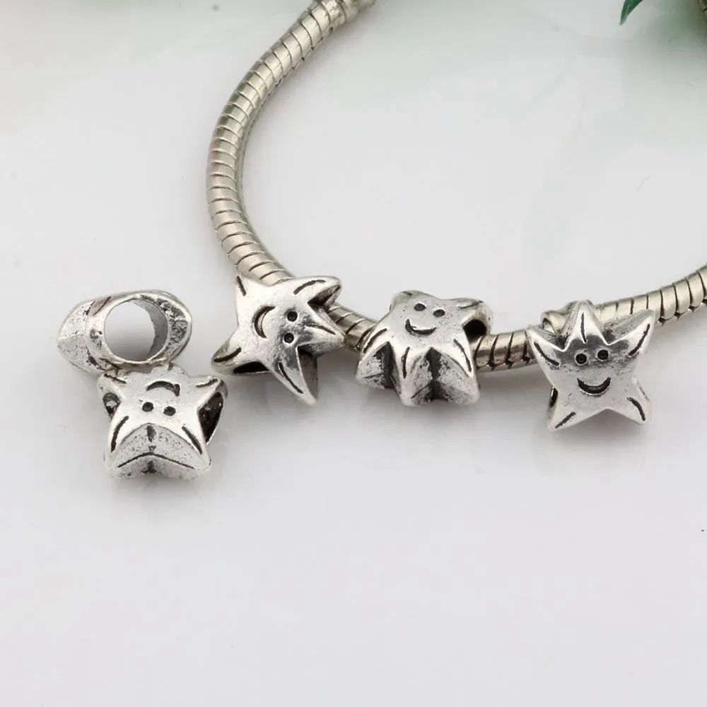 Hot ! Antiqued Silver face Large Hole Spacer Beads Fit European Charms Bracelet 10x10x6mm DIY Jewelry8139358