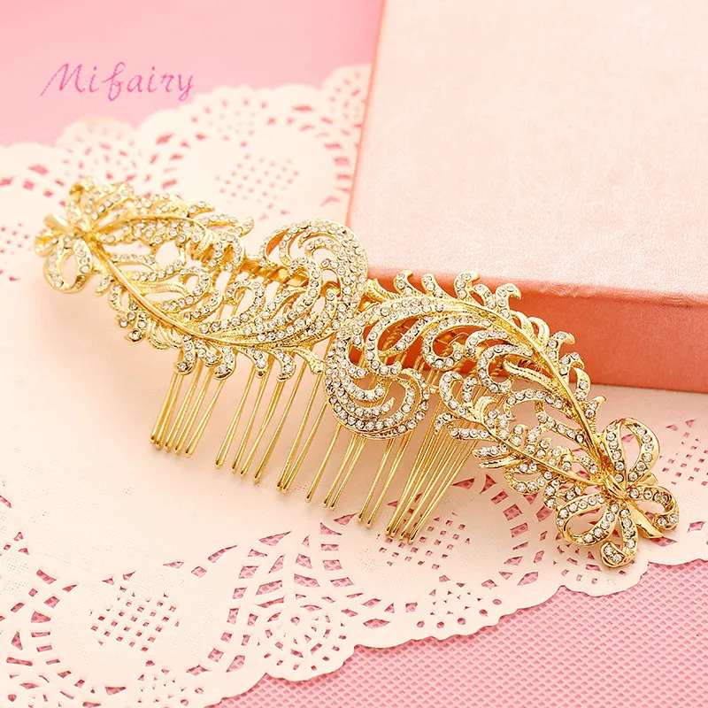 Gold Handmade Wedding Hair Accessories High End Crystals Bridal Hairpieces Delicate Small Prom Hair Combs H118