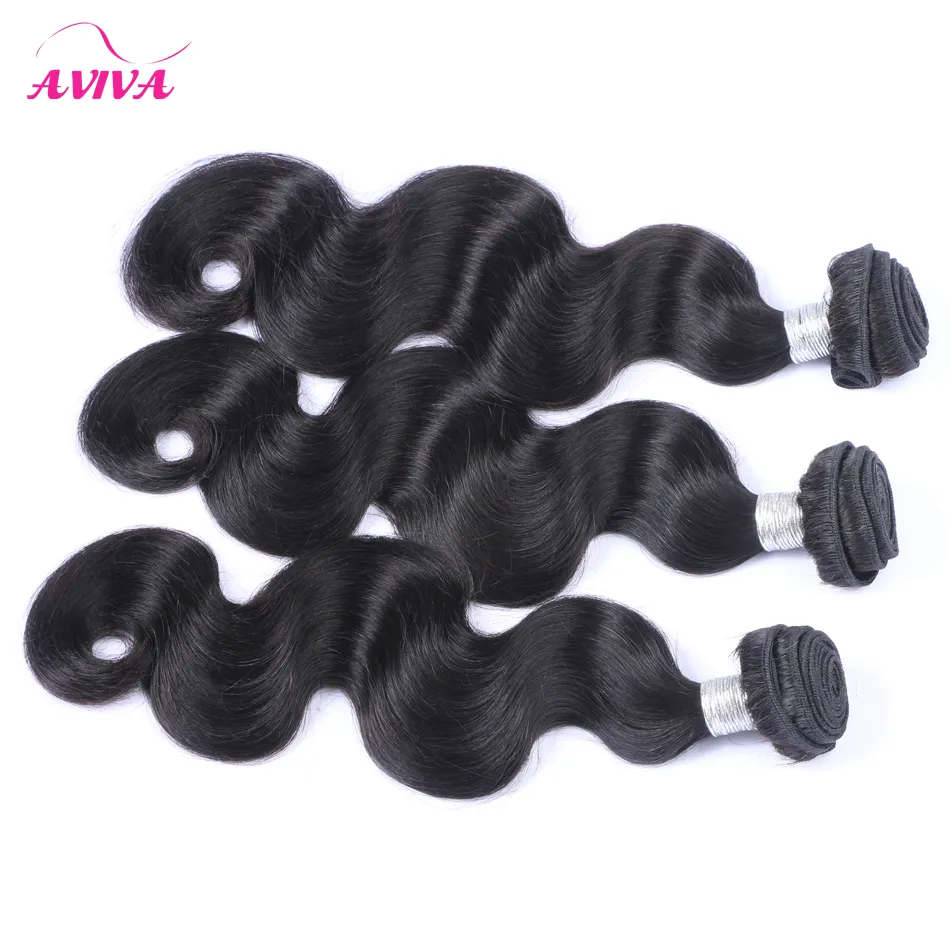 Brasilianska Virgin Human Hair Weave Buntar Kroppsvåg Obehandlad Peruvian Malaysian Indian Cambodian Brazillian Hair Extensions Naturlig färg