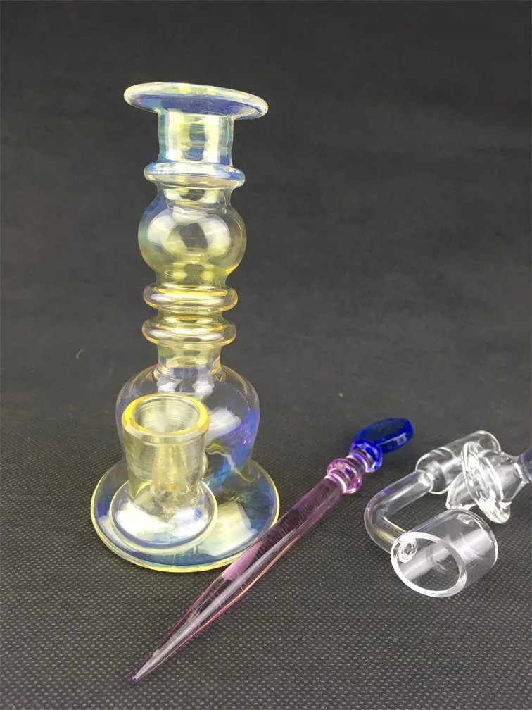 Light Yellow, glass hookah, oil rig pipe, carta recycler 14mm joint, welcome to order