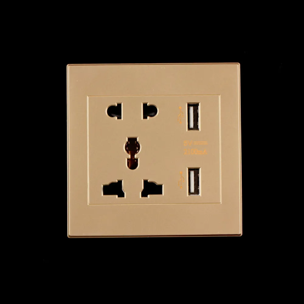 2016 New Brand Dual USB Port Electric Wall Charger Dock Socket Power Outlet Panel Plate Smart Power Plugs DHL Free