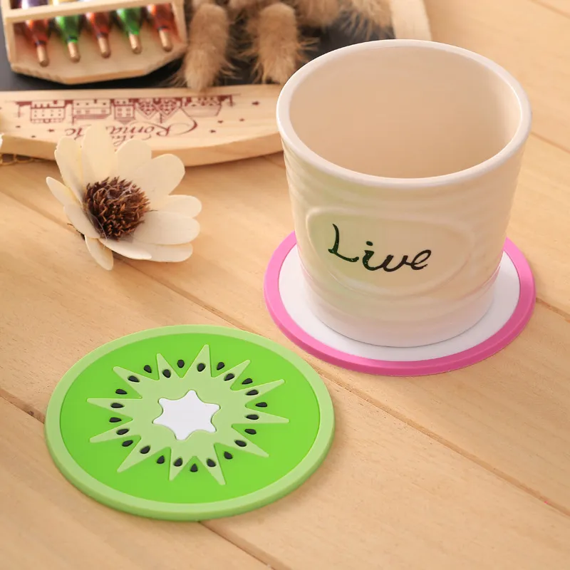 Obst Untersetzer farbenfrohe Silikon -Teetassen Getränke Halter Matte Tischemat Küchentisch Wärme Isolierung Bar Mag Cup Matten
