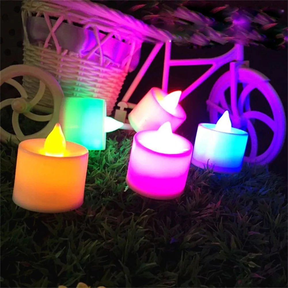 Veilleuses led bougies chauffe-plat maison bougies à piles bougie chauffe-plat sans flamme style votif date romantique, lumière multicolore