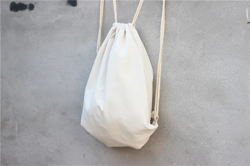 2016 New Arrival Candy blank DIY Women Backpack cotton Canvas Drawstring Bag storage bag shoe case Outdoor 34.5*41cm