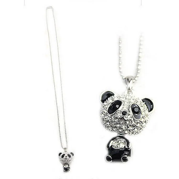 Echt leuk! Glanzende PANDA ketting!! strass super charm ketting sieraden Leuke geweldige groothandel