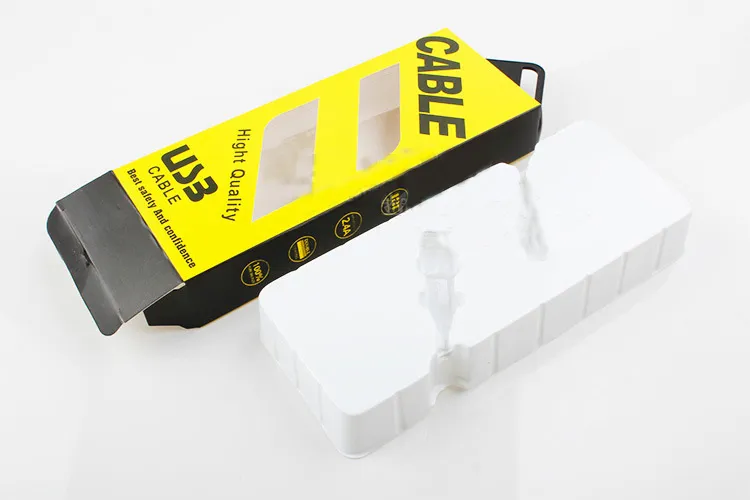 Boîte d'emballage en papier avec Inserts pour câbles Micro USB, boîtes d'emballage pour câbles de ligne de données, chargeur sur mesure