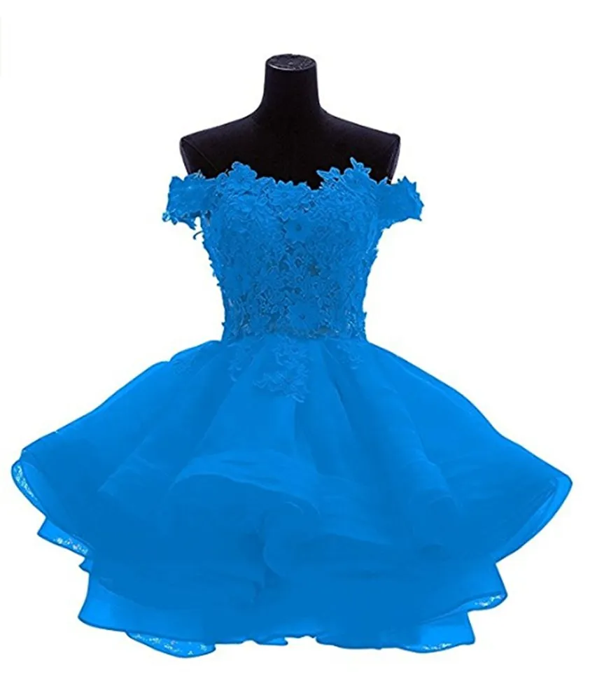 Koronki Aplikacje Organza Krótkie Prom Sukienki Homecoming Plus Size Zroszony Kryształy Graduation Suknia Koktajl Party Suknia QC124