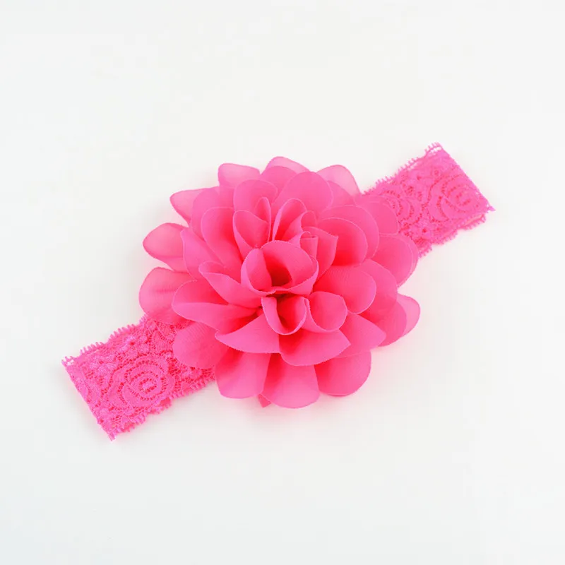 Baby Headwear Head Flower Accessories 4 Inch Chiffon med mjuk elastisk spetspannband stretchigt hårband7367422