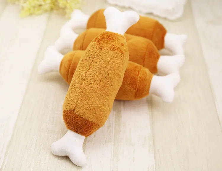 Tout nouveau chien jouet animal de compagnie chiot en peluche son mâcher couineur grinçant jambe de poulet jouets pour animaux de compagnie PD112