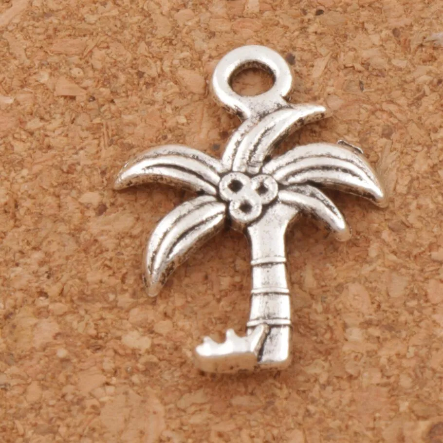 Hindistancevizi Palmiye Ağacı Charms Kolye 200 adet / grup 15x22mm Tibet Gümüş Kolye Takı Bulguları Bileşenleri L415