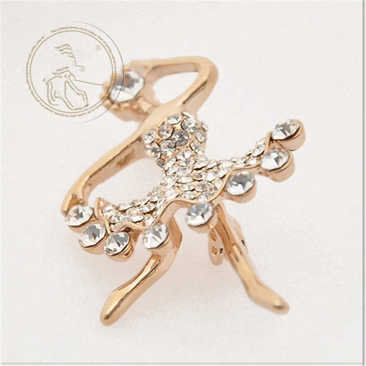 New popular beautiful wedding dancing girl brooch wholesale handmade rhinestone flower color skirt brooch brooches for wedding