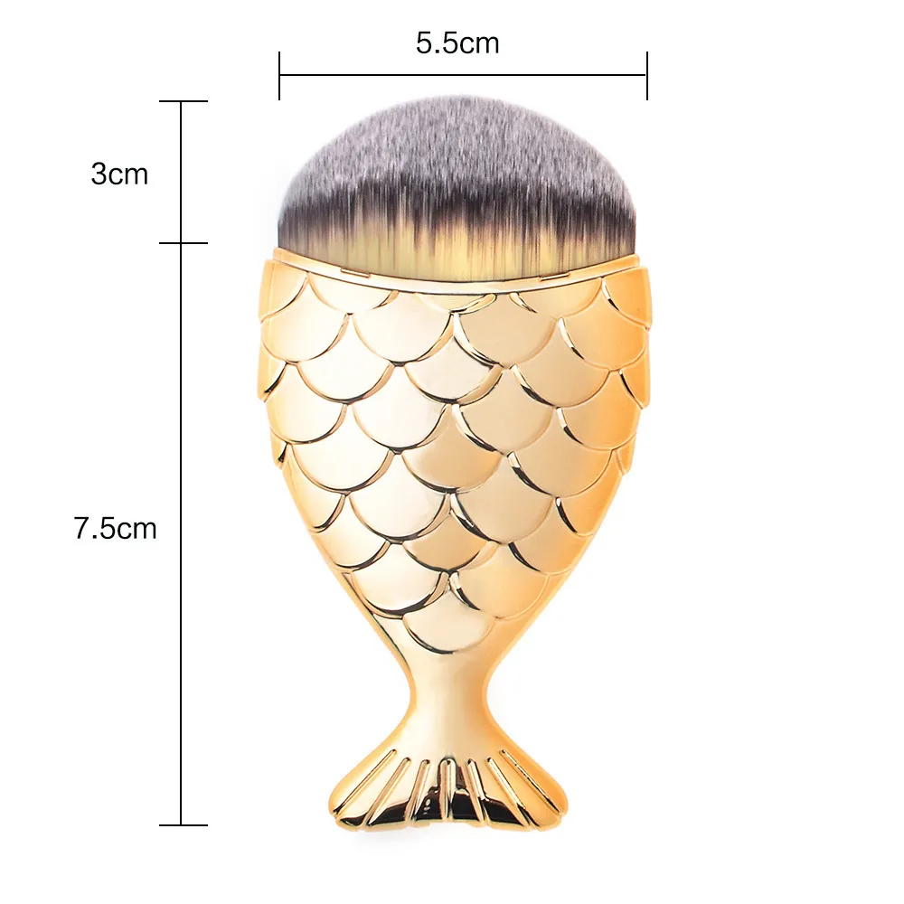 Fishtail Fish Scale Pinceles de maquillaje Mermaid Brush para Foundation Pressed Powdre Color mezclado DHL envío gratis