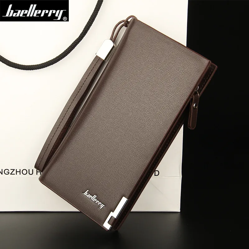 ブランドデザイナーBaellery New Mens Wallet PU Leather Long Wallet Men for Cellphone Card Holder Clutch Bags Zipper Wallet