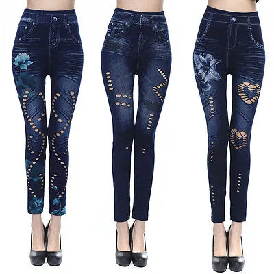 Atacado - Mulheres Skinny Calças Jeggings Stretchy Slim Leggings Jeans Lápis Calças apertadas