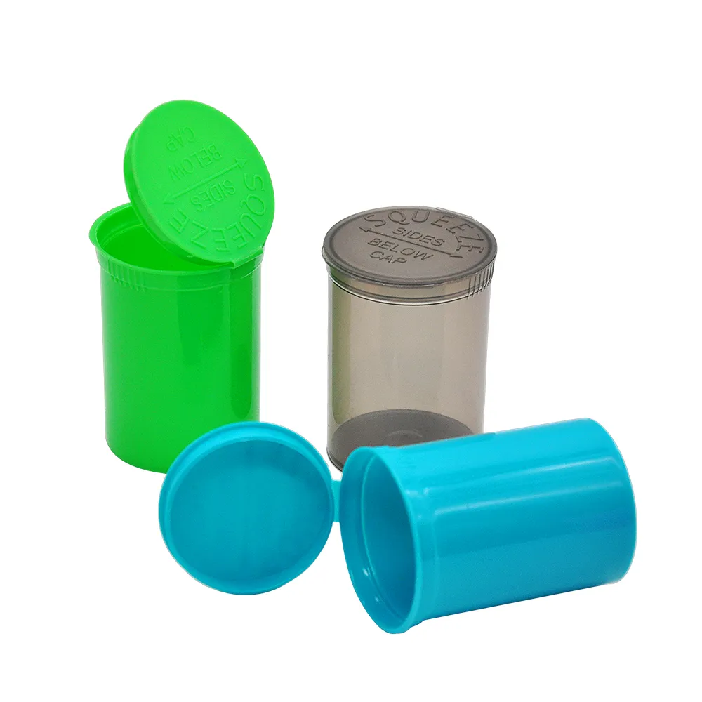 30 Dram Lege Squeeze Pop Top Bottle-injectieflacon Herb Box Airtight Pil Box Container Herb Container Kleur Willekeurig