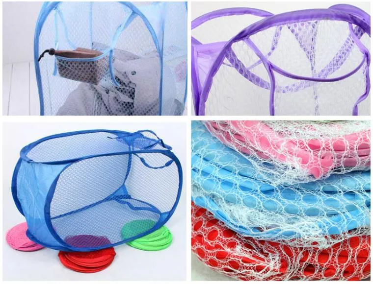 Foldable Mesh Laundry Basket Clothes Storage supplies Pop Up Washing Clothes Laundry Basket Bin Hamper Mesh Storage Bag SN29587249710