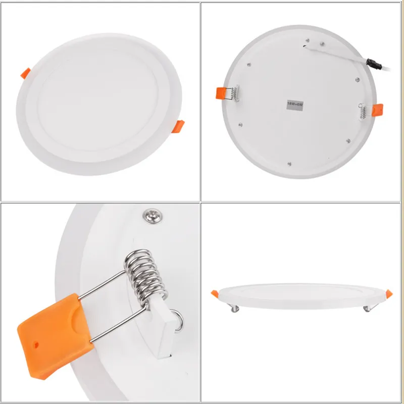 Umlight1688 Ultra Slim 6W 9W 18W LED 24W Rodada Oculto Dual Color Luz Painel branco fresco lâmpada Downlight AC100-265V