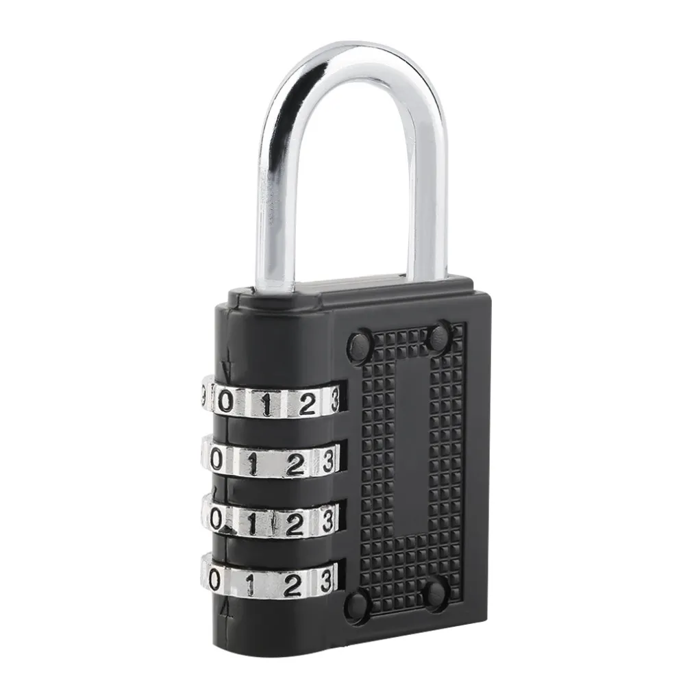 Black 4 Dials Resettable Combination Password Lock Safe Door Locker Pad Lock Padlock For Travel Luggage Suitcase search3617783