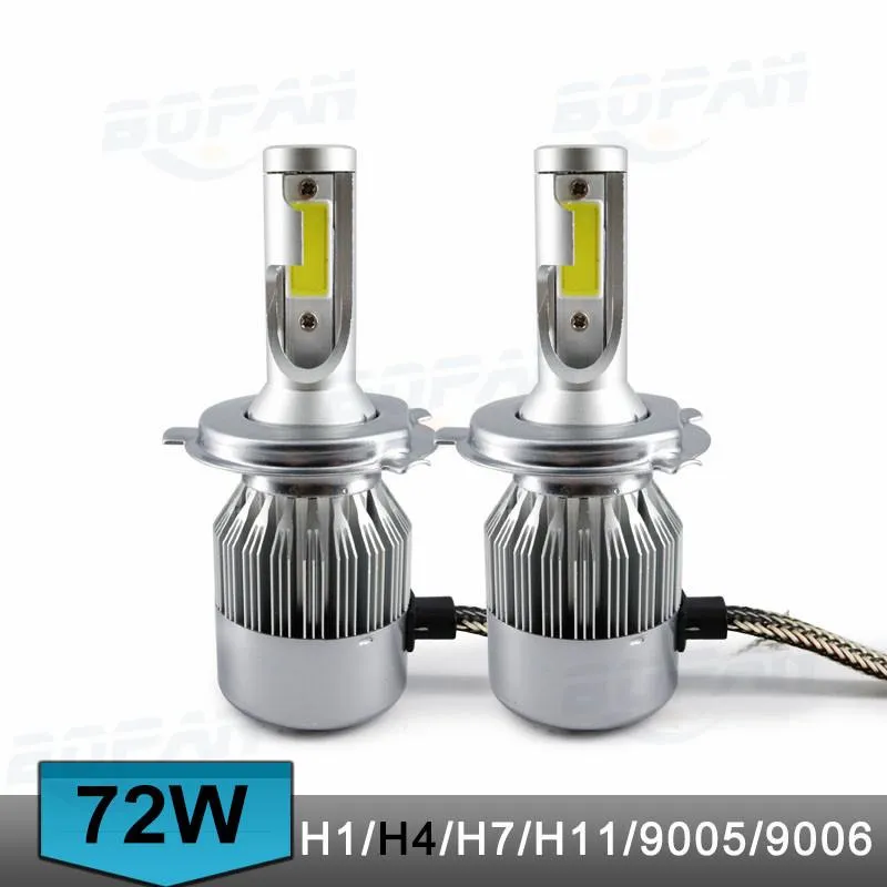 1 Set 72W 7600LM COB Chip C6 LED Headlight 36W 3800LM H1 H3 H4 H7 H8 H9 H11 9005 9006 9012 9004 9007 H13 Car LED Headlight Bulb