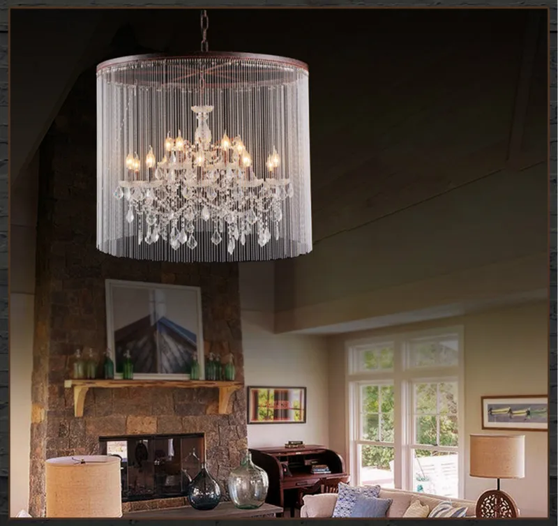 Loft 15 Luzes Lustre Grande Luminária Pingente de Chuva K9 Luz de Cristal para Decoração de Casa