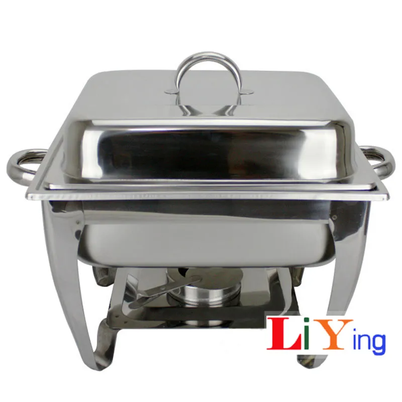 Roestvrijstalen vierkante buffetverwarmer Chafing Dish Hotpot Holder 4.5L Bain Marie Wedding Catering Banket Party Cooking Pan Serveer Lade Warmer