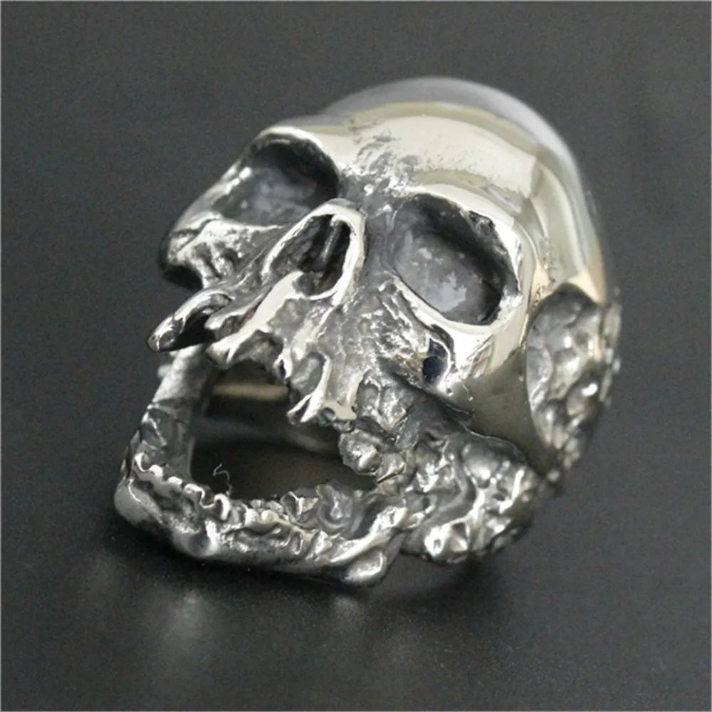 New Size 7-15 Cool Big Biker Skull Ring 316L Stainless Steel Fashion jewelry Men Walking Dead Skull Ring