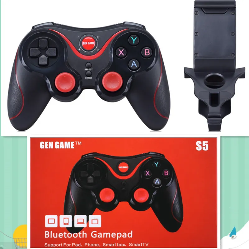 DHL Ankomst Gen Game S5 Trådlös Bluetooth Gamepad Joystick för Android iOS Smartphone Tablet PC Fjärrkontroll med hållare med förpackning