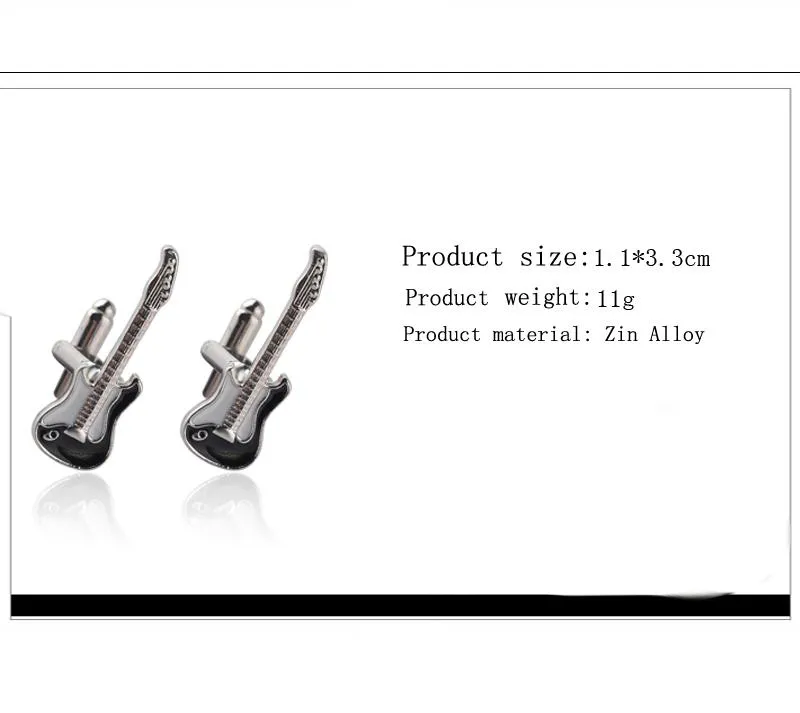 성격 남자 보석 음악 애호가 드럼 기타 커프스 단추 남자 셔츠 악세사리 패션 금속 음악 디자인 커프스 링크