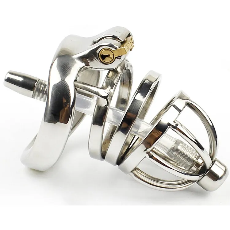 New design 45mm cage length Stainless Steel Super Small Male Chastity Devices with Catheter Short Cock Cage For BDSM