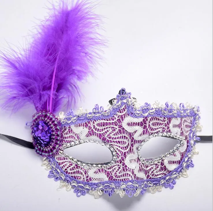 Ny ankomst kreativ ny halloween spets prinsessa dansmask läder fjäder liten hatt mask ph035 som dina behov