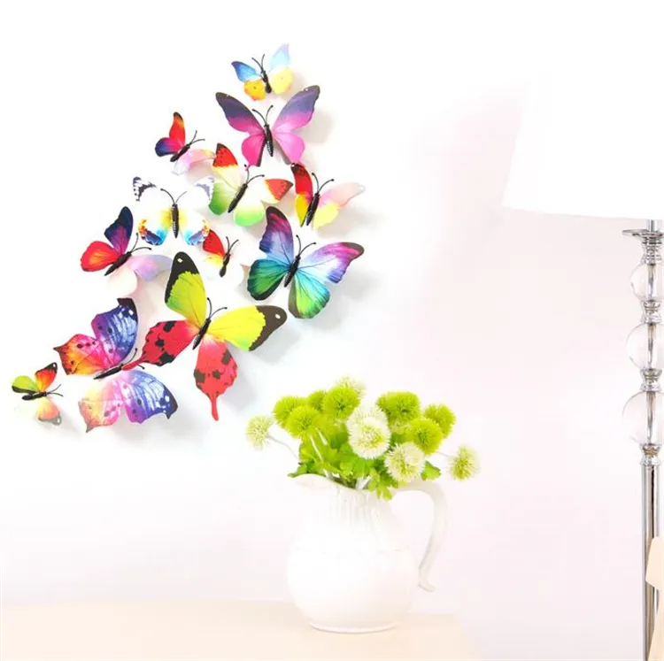 New Borboleta bonita Frigorífico vara 3d adesivos 3d borboletas pvc parede removíveis adesivos butterflys quarto casamento decoração I038